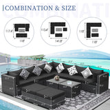 NICESOUL® 11 Piece Large Size PE Rattan Outdoor Patio Furniture Sectional Sofa Sets with Side Tables Outdoor Wicker Conversation Sets Modern Luxury 29.3'' High Back Dark Gray NICESOUL