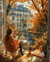 koemhxb Paint by Numbers Kit for Adults Beginners, Autumn Paris Balcony Scene, Fall City View Art Adult Paint by Numbers on Canvas, Acrylic Painting Crafts for Home Decor (16x20inch) koemhxb