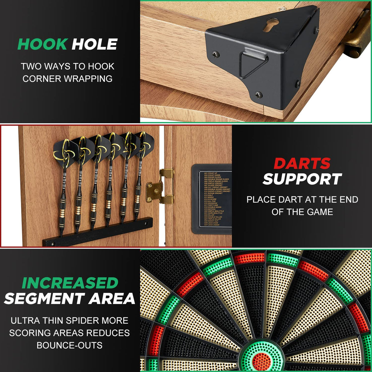 Hanbramo Dart Board, Decorative Dart Board Cabinet Set [12*Soft Tip Darts], Electronic Dart Board - Wooden Cabinet Doors with Integrated Scoreboard for Family Game Rooms [Apricot] Hanbramo