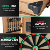 Hanbramo Dart Board, Decorative Dart Board Cabinet Set [12*Soft Tip Darts], Electronic Dart Board - Wooden Cabinet Doors with Integrated Scoreboard for Family Game Rooms [Apricot] Hanbramo