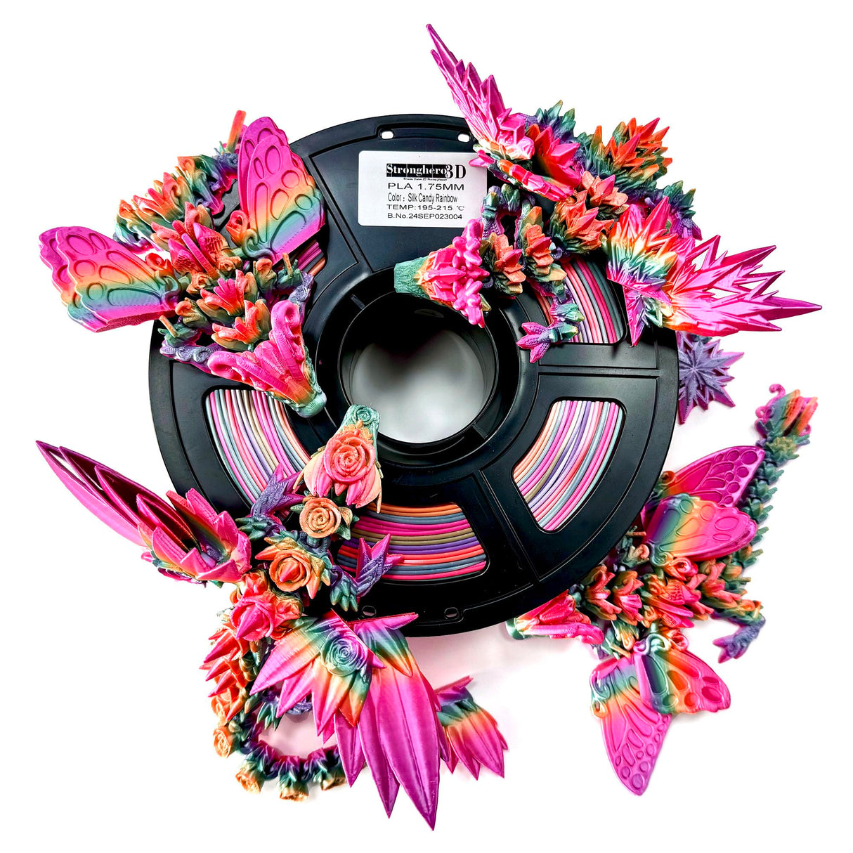 Stronghero3D PLA 3D Printer Filament 1.75mm,Candy Silk Rainbow,Multi Color,Net Weight 1kg(2.2lbs) Accuracy +/-0.05mm Stronghero3D