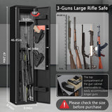 HEANVO 2-3 Rifle Gun Safe, Quick Access Gun Safe with Alarm, Home Gun Safe with Digital Keypad, Compact Long Gun Safe with Removable Spacer and LED Lights HEANVO