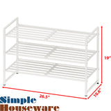 Simple Houseware 3-Tier Stackable Metal Panel Shoes Rack, White Simple Houseware