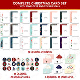 Decorably 24 Pack Foiled & Glittery 6x4in Box of Christmas Cards with Envelopes and Stickers, 24 Festive Designs Boxed Christmas Cards with Envelopes with Printed Message Inside Decorably