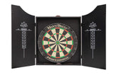 HAN'S DELTA Professional Bristle Dartboard Cabinet Set, Metal Corner Reinforcement, Regulation Steel Tip Dartboard, Includes 6 Steel Tip Darts and Scoreboards (Black) HAN'S DELTA