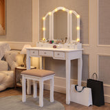 YIXHQ Makeup Vanity with Lights Vanity Desk with Mirror and Lights Makeup Vanity with Drawers Vanity Table with Lights Vanity with Lighted Mirror and YIXHQ