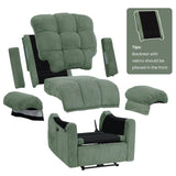 Welzona Updated Power Recliner Chair, Adjustable Electric Recliner Chairs for Adults, Ultra-Comfy Corduroy Recliner Chair for Small Space, Tool-Free Assembly, 2 Side Pockets and USB Port, Green Welzona
