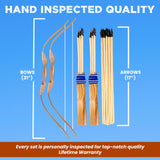 Adventure Awaits - 2-Pack Handmade Wooden Bow and Arrow Set - 20 Wood Arrows and 2 Quivers - for Outdoor Play Adventure Awaits!