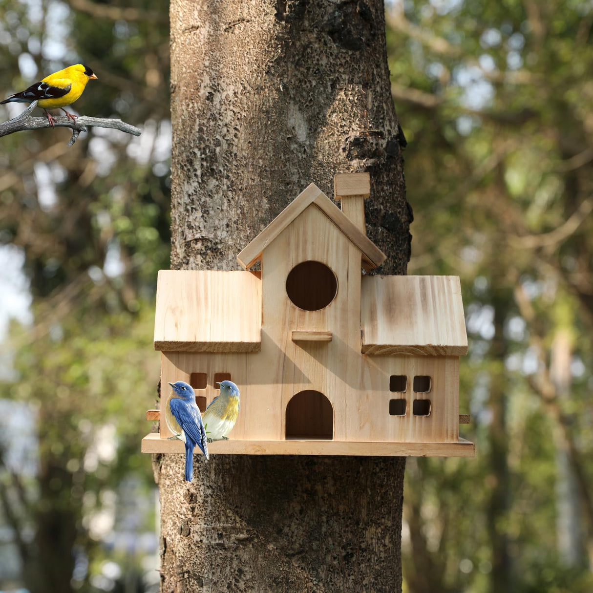 Bird House,Large Bird Houses for Outside,Hummingbird House,Bluebird Finch Wooden Hanging Birdhouse for Garden Wooden XDYGHH