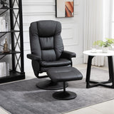HOMCOM Swivel Recliner with Ottoman, PU Leather Reclining Chair with Ottoman, Upholstered Recliner and Footrest with Wrapped Base for Living Room, Bedroom and Home Office, Black HOMCOM