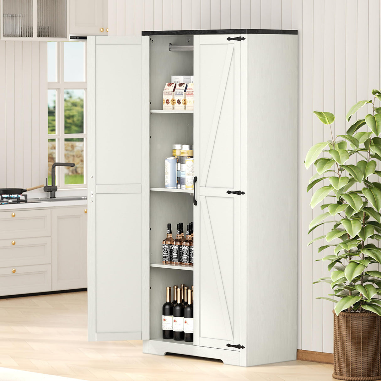 SPERTIKC Wardrobe Closet with Doors, 72" Armoire Wardrobe Cabinet, White Bedroom Storage Cabinet with Hanging Rod for Kitchen, Pantry SPERTIKC