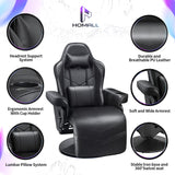 Homall Computer Racing Style Pu Leather Ergonomic Adjusted Reclining Video Gaming Single Sofa Chair with Footrest Headrest and Lumbar Support (Black) Homall