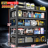 Welfiya 59" W Garage Shelving,5-Tier Heavy Duty Shelving Unit,3000LBS Adjustable Metal Storage Shelves,Storage Rack Units for Industrie,Shed,Warehouse,Basement,Black,59" W x 20" D x 72" H Welfiya