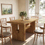 TRIBEWOOD 63 Inch Farmhouse Dining Table, Large Solid Wood Kitchen Table for 6, Rectangular Wood Dinner Table for Dining Room, Living Room, Easy Assembly, Heavy Duty Legs, Light Brown TRIBEWOOD