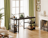 AODK 48 Inch Small Computer Desk with Power Outlets & Type-C, Home Table with Storage Shelves, Student Laptop PC Desks for Small Spaces Home Office Writing Desk, Kids Desk, Black AODK