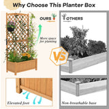 Safstar Raised Garden Bed with Trellis, Indoor & Outdoor Wood Elevated Plant Container with Diamond Shaped Trellis & Drain Hole, Above Ground Garden Bed for Vine Climbing Plants in Garden Balcony Yard S AFSTAR