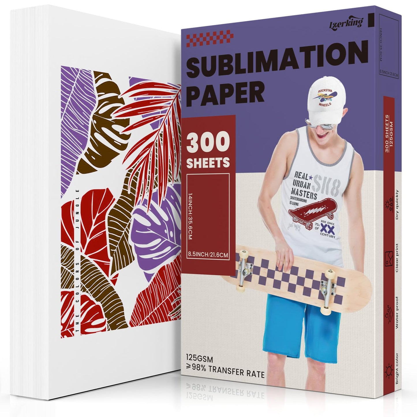 Sublimation Paper 8.5 x 14 In 300 Sheets, Compatible with Thermal Ink, Inkjet Printers, DIY Essentials for T-shirts, Phone Cases, Mugs, 125g