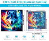 Meothan 5D Diamond Art Kits for Adults Wolf Diamond Painting Kits for Adults Beginners, DIY Paint with Diamond Gem Art Dots Painting Wolf Kits for Home Walls Decor and Holiday Gifts 13.8x13.8in Meothan