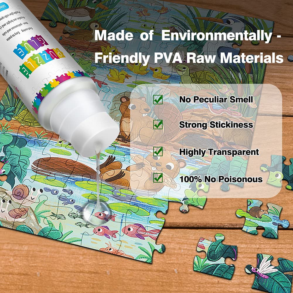 Puzzle Glue, Clear with Sponge Applicator, Quick Dry, Easy to Apply Puzzle Glue and Frame, Puzzle Saver Glue for 1000/1500/3000 Pieces Jigsaw Puzzles Glue 【Total 2 Bottles - 240ML（8oz）】 GRLELOU