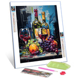Red Wine Diamond Painting Graffitic Wine Bottle Artwork Fruit Grape Wall Art for,Adult 5D DIY Full Drill Crystal Alcohol Drink Pictures Diamond Art for Adult Bedroom Home Decor(16''Wx 12''H) TUMOVO
