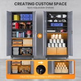 AFAIF Metal Garage Cabinets with Wheels, Heavy Duty Rolling Storage Cabinet with Lock, Storage Caninet with 2 Doors and 4 Shelves, Tall Tool Cabnet on Wheels for Workshop/Home/Office-(Black Gray 75”H) AFAIF