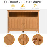 DWVO Poly Lumber Outdoor Sideboard, Patio Bar Table with Storage and Shelves, Weather Resistant Storage Cabinet for Outdoor, Pool and Garden - Brown DWVO