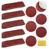 Sanding Belts and Sanding Discs Set for Power Combination Disc & Belt Sander 10 PCS 4 x 36” Aluminum Oxide Sanding Belts and 12 PCS 6” PSA Self Adhesive No-hole Sticky Back Sanding Discs(80-400 Grit) POLIWELL
