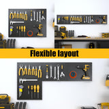 Spampur Peg Board, 4 Pack Metal Pegboard Panels with 50 Hooks, Black Pegboards Wall Organizer, Heavy Duty Peg Board for Walls Home, Garage Tool Storage, Office Organization, Craft Room, Kitchen Spampur