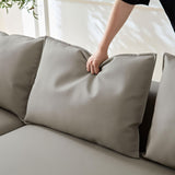 128.74" Curved Sectional Sofa, Modern Oversized Couch, Luxury Modular 5-Seater Couch with Chaise, Leathaire Upholstered Comfy Sofas for Living Room, Apartment, Office, Light Grey Left Facing M MEETAKING