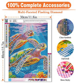 igoodom Diamond Art Kits for Adults, Sea Turtle Diamond Painting Kit, Full Drill Round Turtle Diamond Art Kits, DIY Gem Art and Crafts for Home Wall Decor Gift 12x16inch igoodom