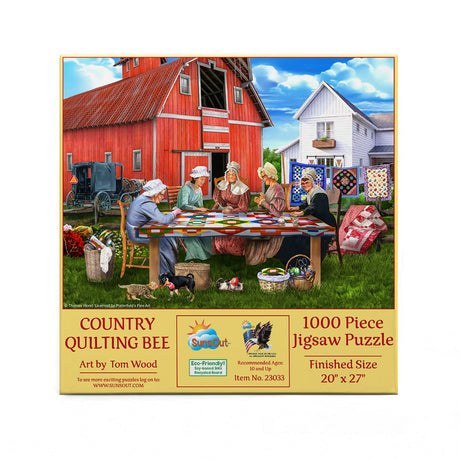 SUNSOUT INC - Country Quilting Bee - 1000 pc Jigsaw Puzzle by Artist: Tom Wood - Finished Size 20" x 27" - MPN# 23033 SunsOut