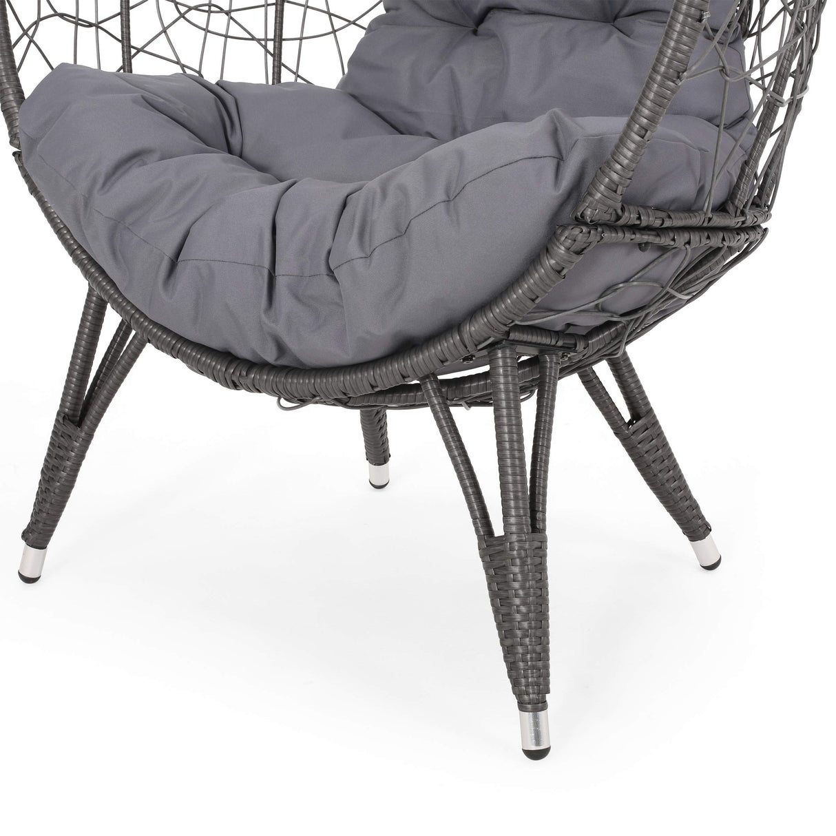 GDFStudio Valerie Outdoor Wicker Swing Chair with Cushion, Gray and Dark Gray GDFStudio