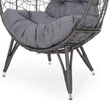 GDFStudio Valerie Outdoor Wicker Swing Chair with Cushion, Gray and Dark Gray GDFStudio
