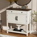 ChooChoo Farmhouse Console Table, Entryway Table with Storage Shelf, Coffee Bar Cabinet, Narrow Buffet Sideboard for Kitchen, Hallway, Living Room, White ChooChoo