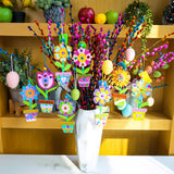 Winlyn 24 Sets Potted Flower Craft Kits DIY Potted Flower Ornaments Decorations Tulip Sunflower Foam Stickers Arts and Crafts for Kids Classroom Activities Birthday Spring Summer Camping Party Favors Winlyn