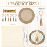 Gejoy Round Burlap Placemats Wood Bead Napkin Rings with Dinner Napkins Cloth, Jute Heat Resistant Placemats Boho Wooden Rings for Plates Wedding Dining Table(18 Pcs) Gejoy