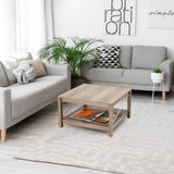 JOMEED 31.5 Inch Square Coffee Table with Bottom Storage Shelf, Modern Farmhouse Style Living Room Office Accent Table Furniture, Beige JOMEED