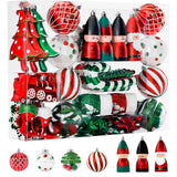 Alupssuc 95pcs Christmas Ornaments Bulk, Red and Green Christmas Decorations Set for Tree with Hanging Strings, Shatterproof Baubles for Xmas Holiday Decor Alupssuc