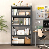 72" H Industrial Bookshelf&Bookcase, 5 Tier Adjustable Tall Book Shelves, Freestanding Modern Display Shelf Units, Metal Open Storage Shelving Organizer for CD/Movie/Book, Space Saving（Black） Metallitrend