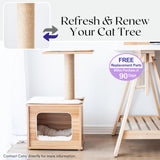 Catry 29.7" Tall 3 Level Laminated Wood Cat Tree with Large Base Condo, 2 Paded Steps, Natural Jute Scratching Post, Sturdy and Easy to Assemble for Small Cat, Brown Catry