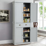KIGOTY Pantry Cabinet Kitchen Storage Pantry Cabinet with Doors and Shelves for Living Room and Dining Room (Gray, 72" H) KIGOTY