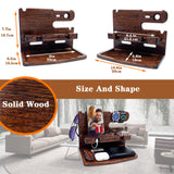 VEIYAILU Gifts for Men Women Dad Husband Boyfriend Wood Phone Docking Station Nightstand Organizer for Men(Dark Brown) VEIYAILU