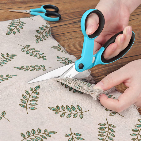 Asdirne Fabric Scissors, Scissors Set with Sharp Stainless Steel Blade and Soft Handles, Including Sewing Scissors, Craft Scissors and Embroidery Scissors, 3PCs, Blue/Black Asdirne