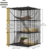 YITAHOME Cat Cage Indoor Cat Enclosures DIY Cat Playpen Metal Kennel with Extra Large Hammock for 1-2 Cats, Ferret, Chinchilla, Rabbit, Small Animals YITAHOME