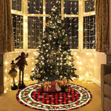 48 Inch Christmas Tree Skirt Red and Black Buffalo Plaid Christmas Tree Skirt, Snowflake Bells Decoration, New Year's Eve Holiday Party Outdoor Decoration Staraise