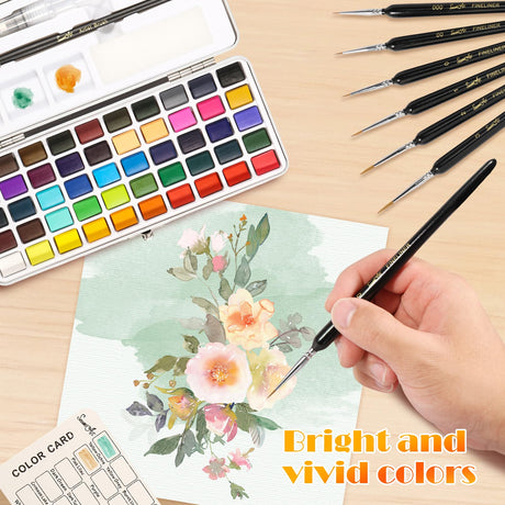 Watercolor Paint Set Portable Travel Watercolor Set with Paint Brushes and Accessories Convenient Water Colors Paint Adult Multifunctional Watercolor for Beginners Professionals YMKWZ