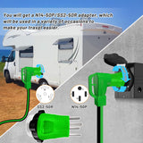 RVPLAN 25 FT 50 Amp RV/EV Extension Cord Outdoor Waterproof,4 Prong Flexible Heavy Duty STW RV Power Cord,NEMA 14-50P/R Standard Plug Suit for EV Charging and RV Trailer Campers, Black-Green,ETL RVPLAN