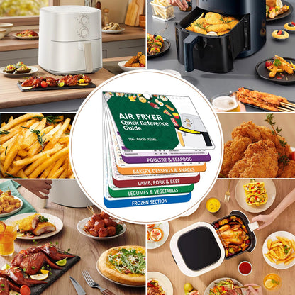 𝑶𝒗𝒆𝒓 200 𝑭𝒐𝒐𝒅𝒔 Air Fryer Cheat Sheet Magnets Cooking Guide Booklet, Air Fryer Cooking Guide Magnetic Cookbook, Air Fryer Magnetic Cheat Sheet Set(Air Fryer Accessories)