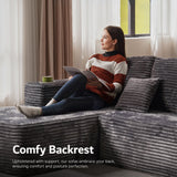 ovios Sectional Cloud Couch for Living Room, Modular Floor Sofa with Plush Corduroy, No Assembly Required, Big Comfy Couches Set with Fluffy Memory Foam, Stupendous U Shaped Sofas with Chaise, Grey ovios