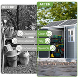 SELLERWE 8x6 FT Resin Shed, Waterproof Outdoor Storage Shed w/Floor, 2 Windows, Double Doors & Vents, Tool Shed for Patio Garden, Lawn, Backyard, Grey SELLERWE